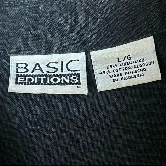 Vtg Y2k Basic Editions Shacket Black Linen Biker Moto Goth Grunge Witchy Vampy L - Picture 7 of 8